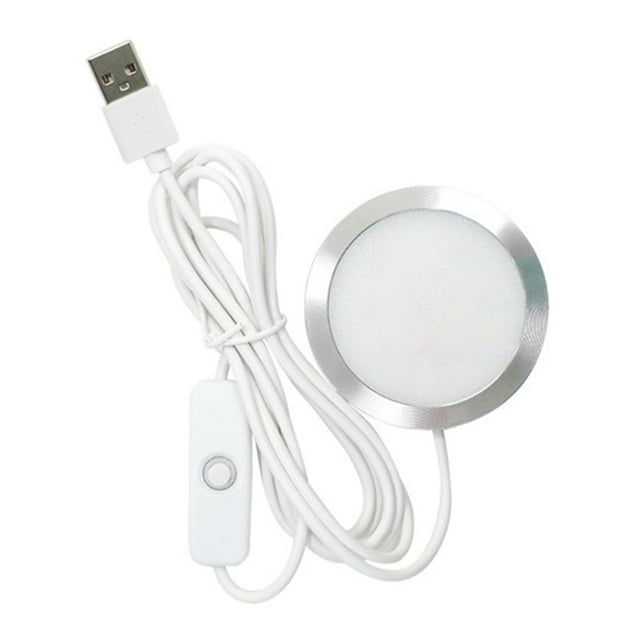 Lumière d'Armoire LED Ultra-Mince Alimentée par USB 5V 5W en Plastique Blanc - Design Rond 8cm, Composant d'Impression 3D Basse Tension, Downlight Compact pour Usage Intérieur (Comprend 1 Lampe LED, Autres Articles Non Inclus)