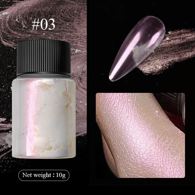 Aurora perle blanche ongles paillettes poussière Chrome clair de lune blanc frottant sur poudre coquille miroir Pigment Nail Art fournitures décoration