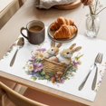 thumbnail image 3 of Spring Easter Placemats Set of 8 Bunny Floral Blooming Botanical Place Mats Indoor Wipeable Table Mats Washable Cloth Dining Table Placemats for Kitchen Holiday Party Home Decor 13x19 Inch, 3 of 9