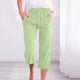 thumbnail image 3 of Pantalones capri de lino de cintura alta para mujer de Umfun, pantalones de talla grande, pantalones deportivos de control de abdomen, verde M, 3 of 5