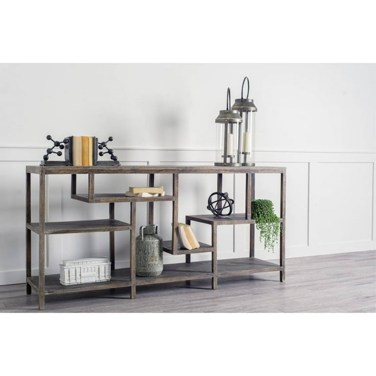 Solid Mango Wood Finish Console Table With Multi Level Shelf Solid Mango Wood Finish Console Table With Multi Level Shelf
