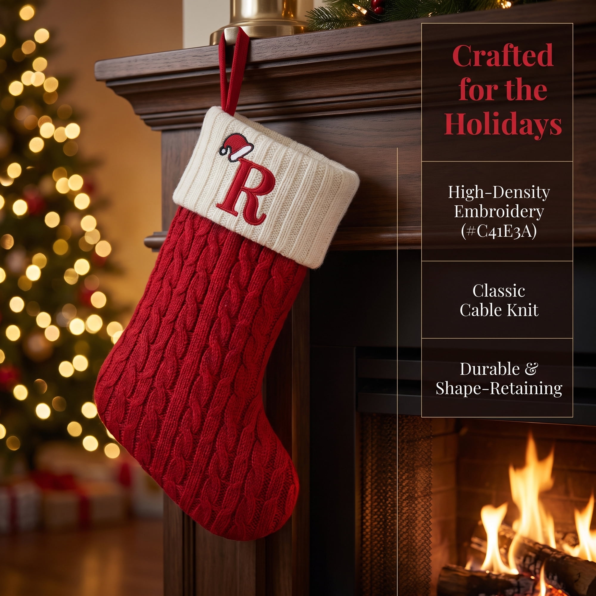 Unique Bargains Cartoon Christmas Luxury Grand Hearth Accent Stocking Letter R 8"