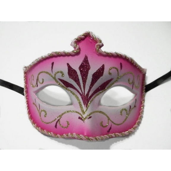 Hot Pink White Venetian Mask Mardi Gras Dance Masquerade Ball