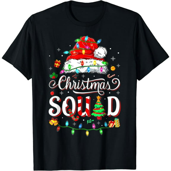 Christmas Morning Squad Red Buffalo Plaid Tree Santa Family T-Shirt