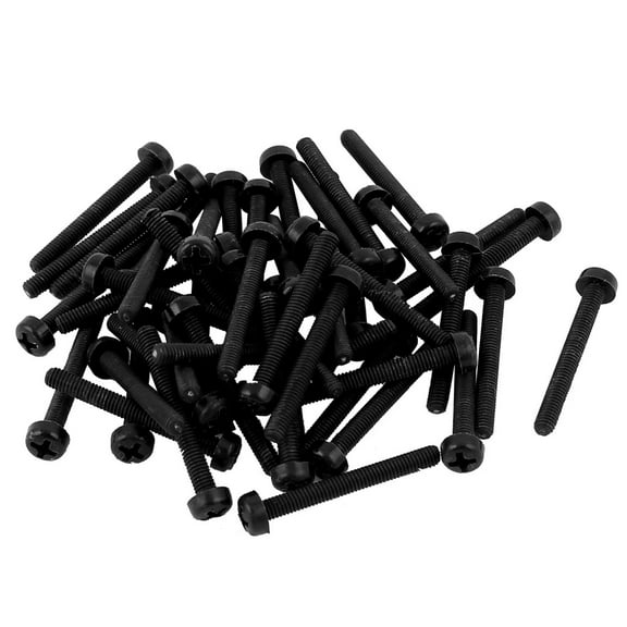 Uxcell M3 x 25mm Nylon Cross Pan Head Machine Screws Black (50-pack)