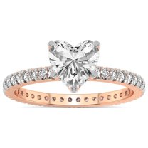 4 Carat IGI Certified Heart Shape Lab Grown Diamond Engagement Ring | 14K Rose Gold | Claire Full Eternity Diamond Ring | FG-VS1-VS2 Quality Friendly Diamonds