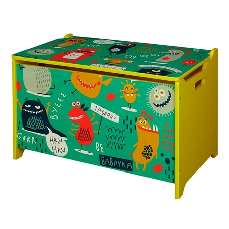 Historic Wooden Treasure Chest - Senda Kid's Monsters Wooden Storage Toy Box with Lid