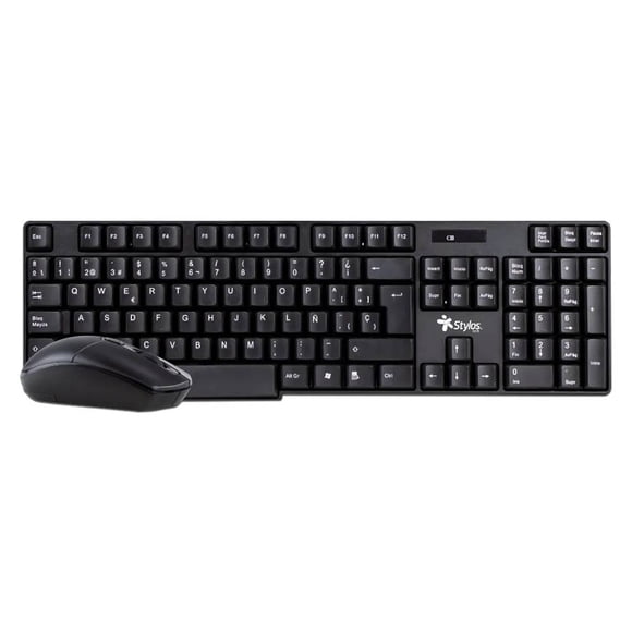 Kit de Teclado y mouse Inalámbrico Stylos STPKTM3B USB Negro