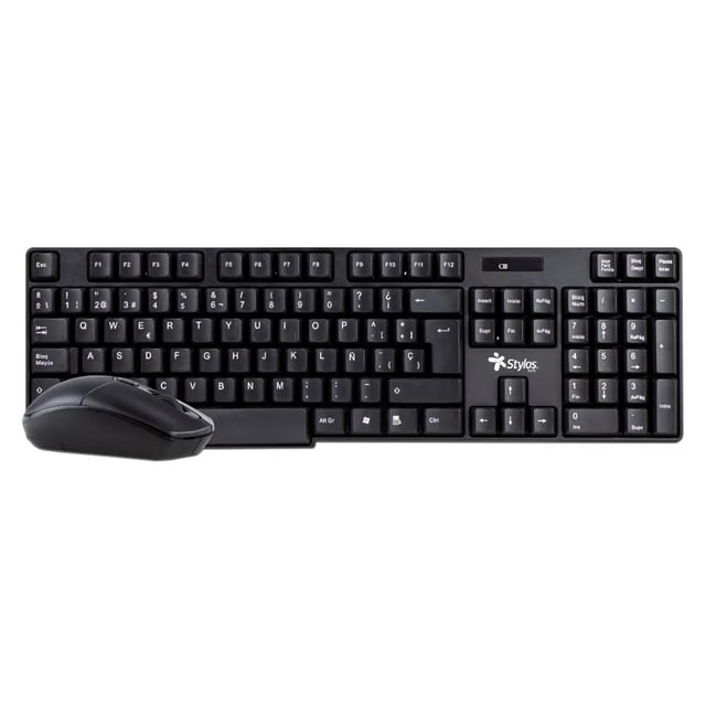 Kit de Teclado y mouse Inalámbrico Stylos STPKTM3B USB Negro