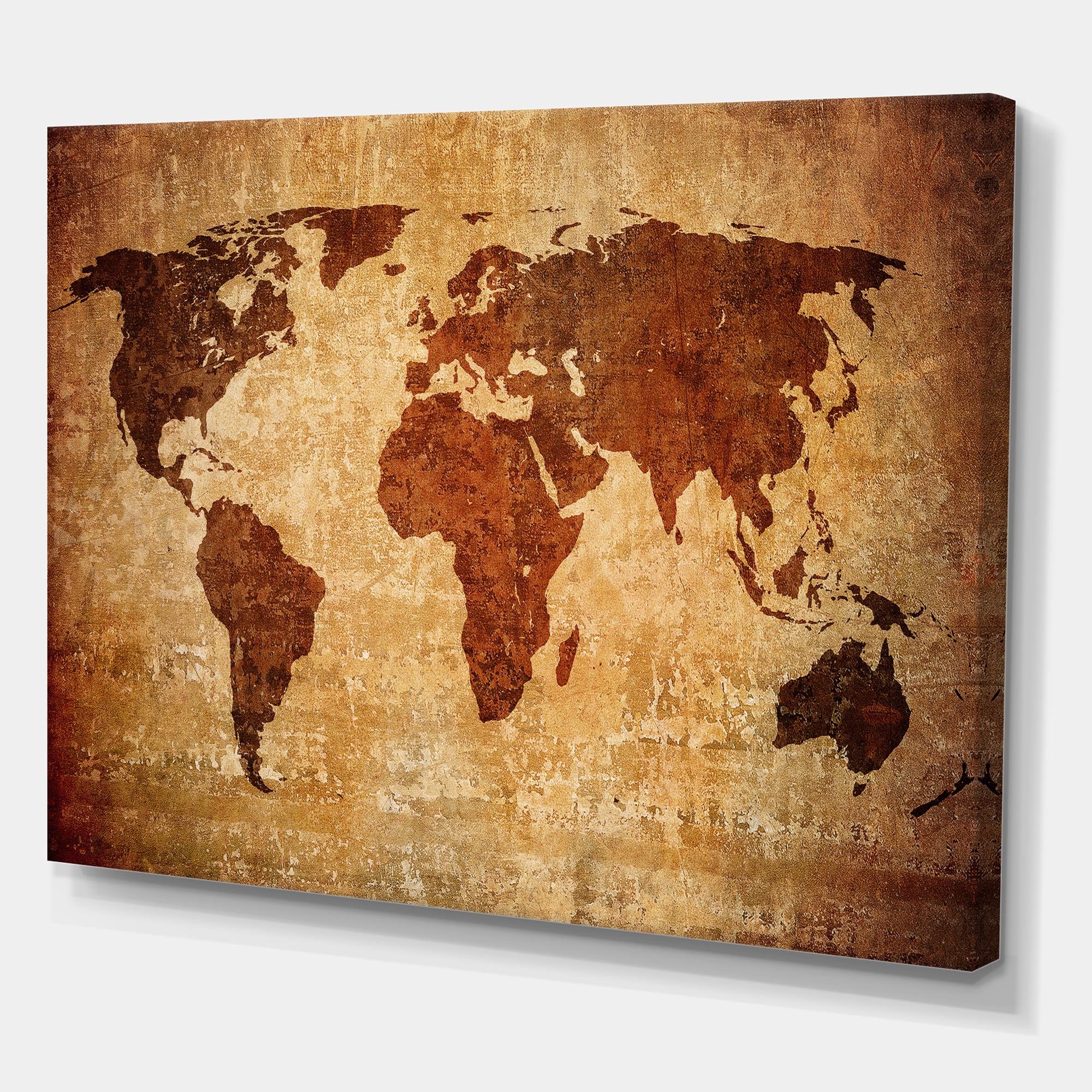Designart ' Ancient World Map XI ' Vintage Canvas Wall Art Print