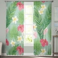 thumbnail image 4 of Tropical Plant Leaves Hibiscus Tulle Curtains for Living Room Bedroom ration Transparent Chiffon Sheer Voile Window Curtain, 4 of 7