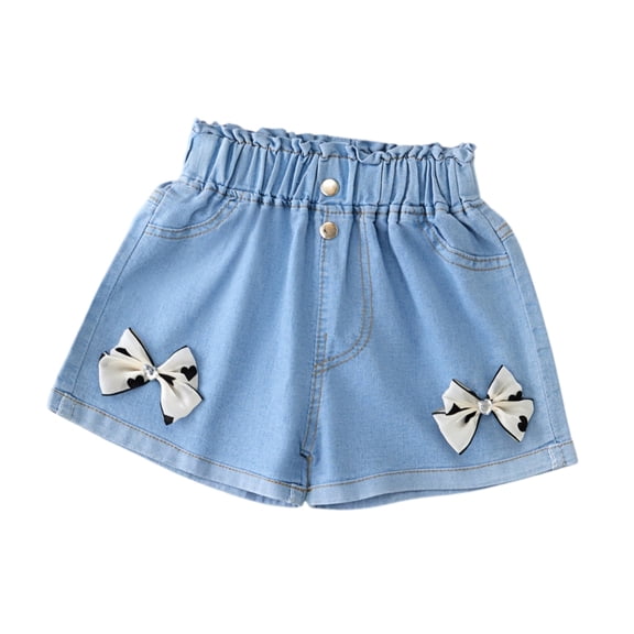 YOUYEDIAN Girls Denim Shorts Teens Summer Elastic Waist Short Jeans Casual Versatile Pants (Khaki, 9-10 Years)