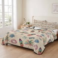 thumbnail image 2 of Quilts Queen Size Bedding Set, Summer Beach Lightweight Quilted Comforter, Retro Watercolor Surfboard Coconut Tree Soft Reversible Bedspread Coverlet with Pillow Covers for All Season, 90" x 96", 2 of 9