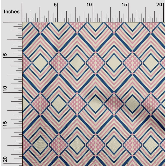 oneOone Cotton Poplin Fabric Diamond Geometric Printed Fabric 1 Yard 56 Inches Wide