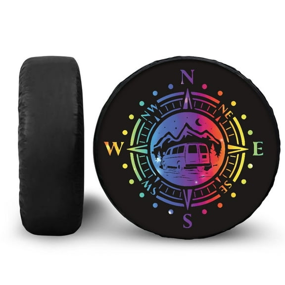 Yuyamidu Colorful Camping Spare Tire Cover Camper Wheel Protectors Weatherproof Camper Tire Covers for Trailer RV Travel Universal Tough Tire Cover