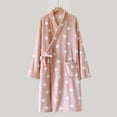 thumbnail image 2 of Robes for Women Clearance!Fleece Bathrobes Love Printed Coral Velvet Plush Winter Loose Warm Thickened Long Nightgown (Including Belt) Loungewears with Pockets, 2 of 7
