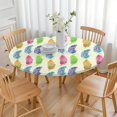 thumbnail image 3 of Vibrant Boho Floral Print Elastic Border Tablecloth - Stretchable Round Table Cover for Dining - Fits 52 to 56 Inch, 3 of 7
