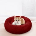 thumbnail image 3 of Matoen Cute Round Calming Dog Bed, Pet Small Plush Dog Donut Bed for Medium Small Breed Dog, Soft, Comfy and Cozy Doggie Bed, Red, 3 of 6