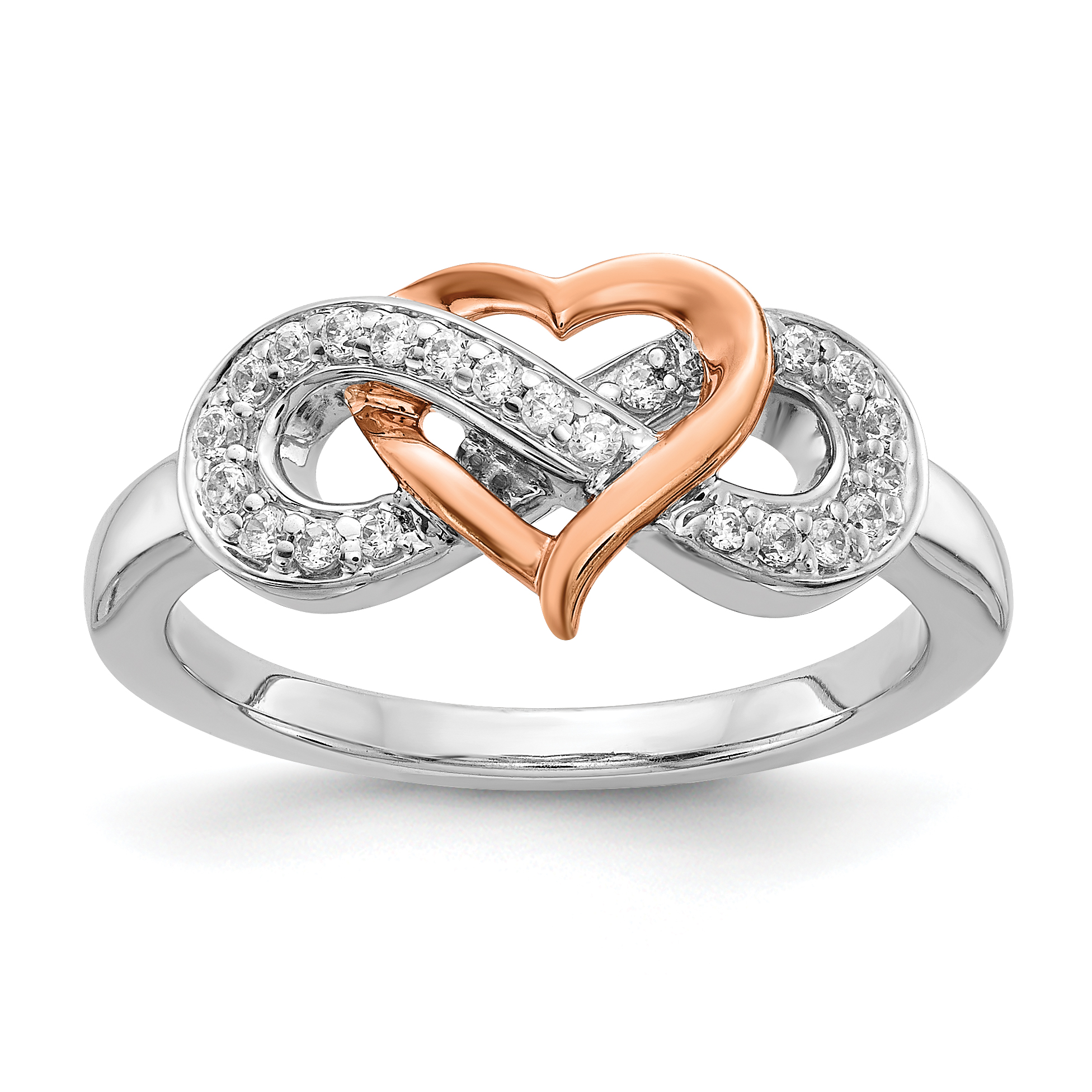 Saris and Things - 14K Two-tone Gold Two Tone Diamond Heart Infinity