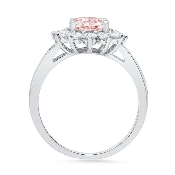 2.72 ct Oval Cut Simulated Pink Diamond Halo Engagement Ring for Women in 18K White Gold