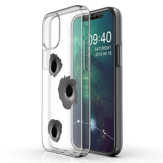 TalkingCase Slim Phone Case Compatible for Apple iPhone 12, 12 Pro, Bullet Holes Smooth Print, Lightweight,Flexible,Soft, USA