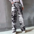 thumbnail image 5 of Gray Women's Casual Pants, Women'S Casual Camouflage Print Cargo Pants Drawstring Stretch Elastic Waist Tapered Pants With Pockets,Women's Casual Pants S, 5 of 5