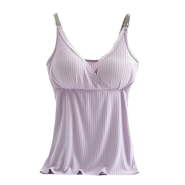DPTALR Grossesse Débardeur Sans Manches Col Rond Allaitement Couleur Unie Haut de Soins Camisole Débardeur