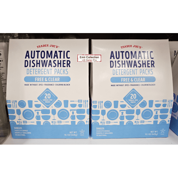 Trader Joe’s Automatic Dishwasher Detergent Packs Free & Clear 15.1oz 428g (2 Packs)