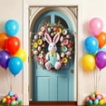 thumbnail image 4 of zhangmingg Rideau de Porte de Pâques Panneau de Bienvenue avec Lapin Coloré Œuf Suspendu pour Fête Intérieure Extérieure, 4 of 4