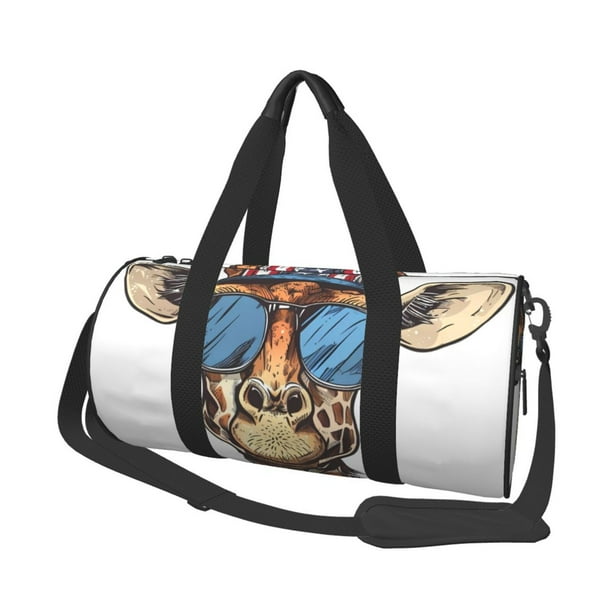Fotbe American Giraffe Style Bolsa Deportiva de Lona Plegable con Estampado, Bolsa de Gimnasio con Bolsillo Seco/Húmedo, Bolsa de Viaje Ultraligera de Gran Capacidad