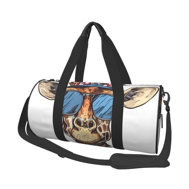 Fotbe American Giraffe Style Bolsa Deportiva de Lona Plegable con Estampado, Bolsa de Gimnasio con Bolsillo Seco/Húmedo, Bolsa de Viaje Ultraligera de Gran Capacidad