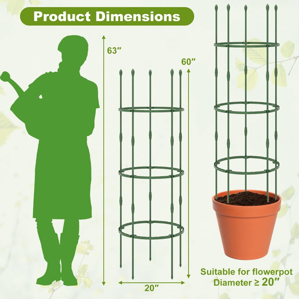 Spaco 3-Pack Garden Trellis 40"/60" Tall Plant Support Stands with Clips and Ties-M, Garden Stakes Tomato Trellis for Pots