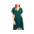thumbnail image 2 of KENSIE DRESSES Womens Green Short Sleeve V Neck Midi Party Hi-Lo Dress 8, 2 of 4