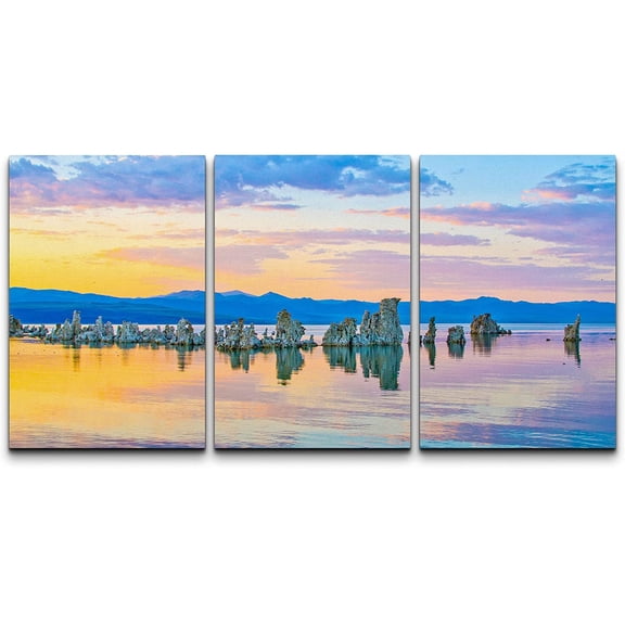 wall26 Canvas Print Wall Art Set Pastel Sy Sunset Ocean Lake Sea Rocks Nature Wilderness Photography Realism Decorative Landscape Colorful for Living Room, Bedroom, Office - 16"x24" x 3