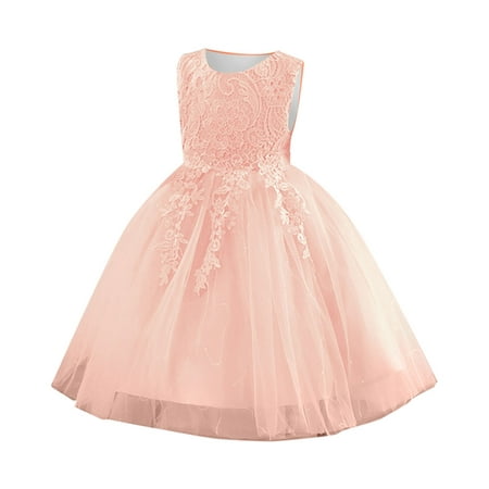 

Sngxgn Little Kid Girls Dress Sleeveless Floral Skirt Bow Cute Sweet Beach Cami Dress Sundress Girl Dress Pink Size 120