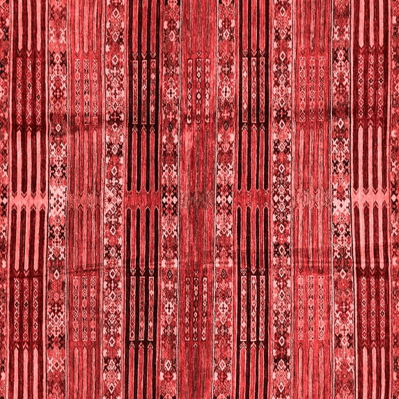 Ahgly Company Indoor Square Abstract Red Modern Area Rugs, 4' Square