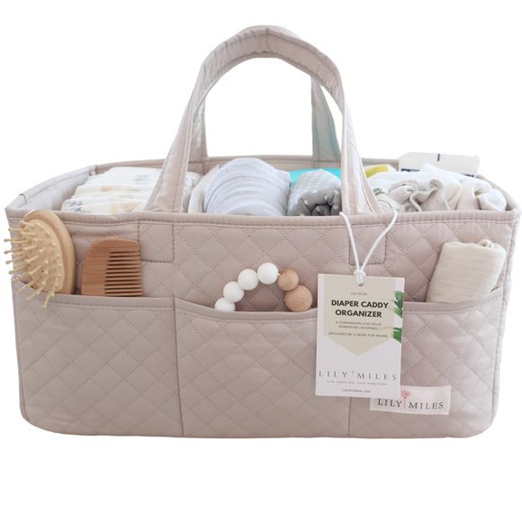 Organizador acolchado para pañales Lily Miles, color arena suave