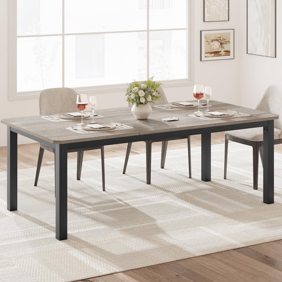 KOKEBREN 78.7 Inch Long Kitchen Table for 6-8, Dining Room Table for Kitchen Living Room, Large Rectangular Dinner Tables, Industrial Indoor Restaurant Tables with Sturdy Metal Frame(Only Table)