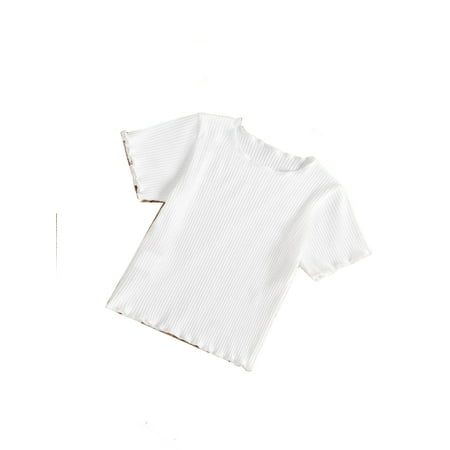 

Casual Plain Round Neck Short Sleeve White Toddler Girls T-Shirts (Girl s)