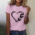 thumbnail image 3 of KBZDBZC Tshirts Shirts for Women Women's Love Butterfly Print Round Neck Short Sleeve T Shirt Top Womens Tops (Pink,XXXL), 3 of 4