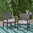 thumbnail image 4 of Outdoor Dining Chairs, Set of 2 for Patio Backyard, Dark Grey Frame Light Grey Cushion | Dark Grey | Acacia Wood, 4 of 15