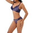 thumbnail image 4 of INSPIRE CHIC Women's 2 Pieces Lingerie Set Floral Mesh Push Up Underwire Lace Bra and Panty Sets C 38 Blue, 4 of 4