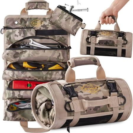

The Ryker Bag Tool Organizers - Small Tool Bag With Detachable Pouches Heavy Duty Roll Up Tool Bag Organizer With 6 Tool Pouches - Tool Roll Organizer For Mechanic Electrician & H