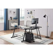 HOMEMARK Computer Desk L Shaped Coner Desks 57.9" Modern Simple Design with Keyboard Tray, Extra Large Desk Space for Home Office and Student Writing Gaming Desktop Table (Black)