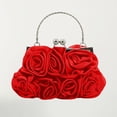 thumbnail image 2 of Women's Elegant Satin Evening Clutch with Detachable Silk Rose Handbag for Formal Parties and Occasions for Wedding Red One Size, 2 of 4