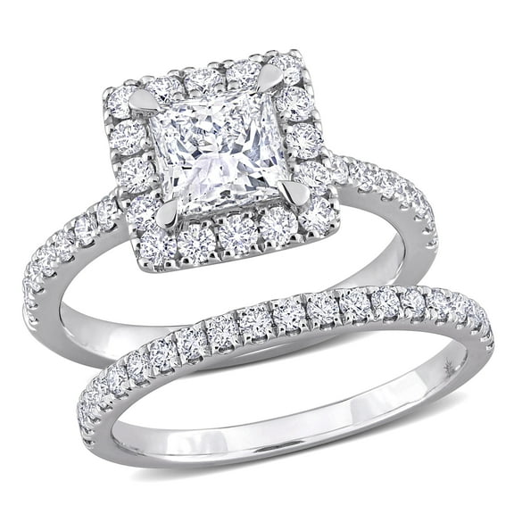 Created Forever Women's 2 1/3ct TW Lab Grown Diamond 14k White Gold Engagement Bridal Set