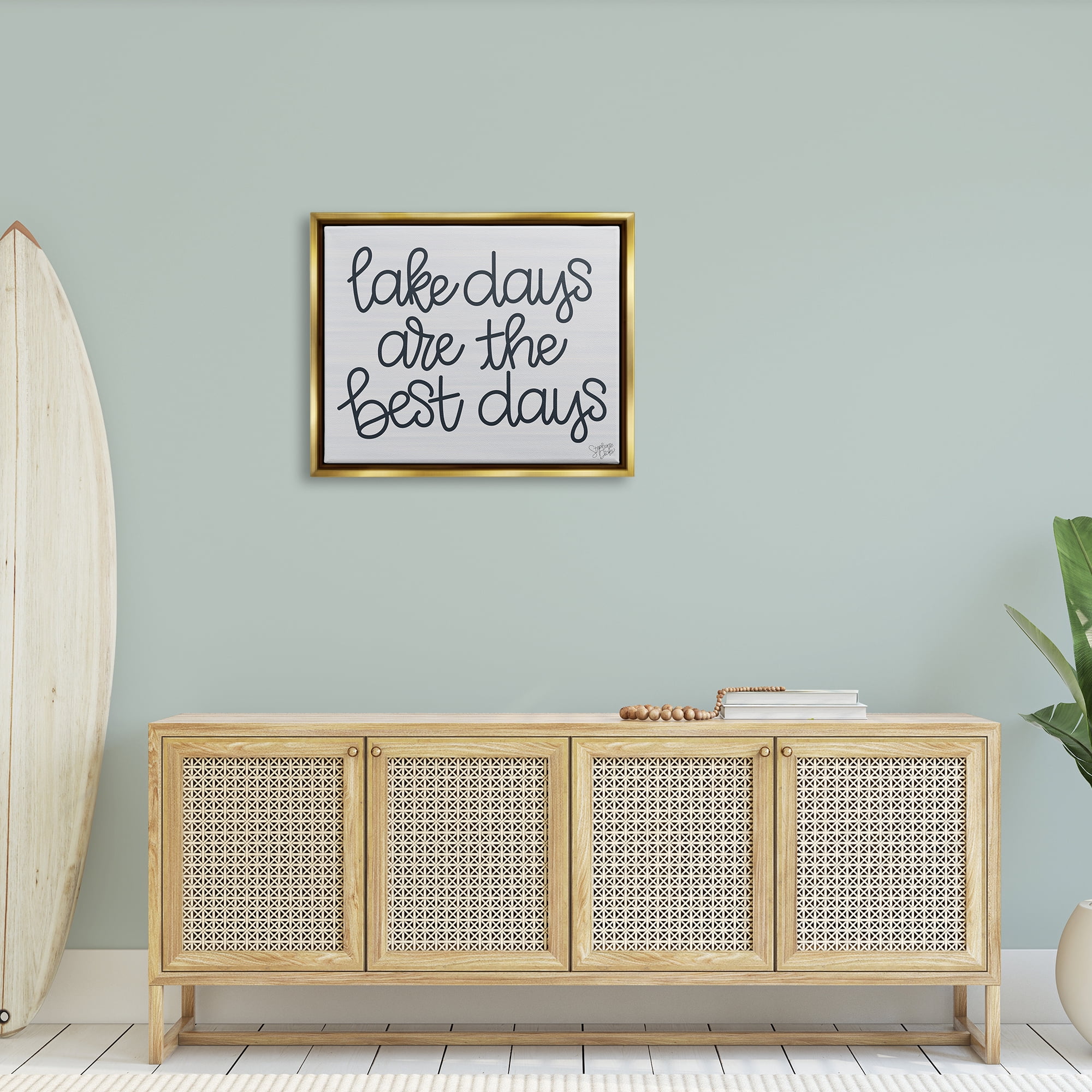 Stupell Lake Days Are Best Nautical Phrase Landscape Painting Gold Floater Framed Art Print Wall Art