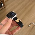 thumbnail image 4 of Compatible for Apple Watch Band 38mm 40mm 41mm Women Girls Boys, Slim Denim PU Leather Cute Bear Design Hand Strap Bracelet for iWatch Band Series SE 9 8 7 6 5 4 3 2 1, Black, 4 of 7