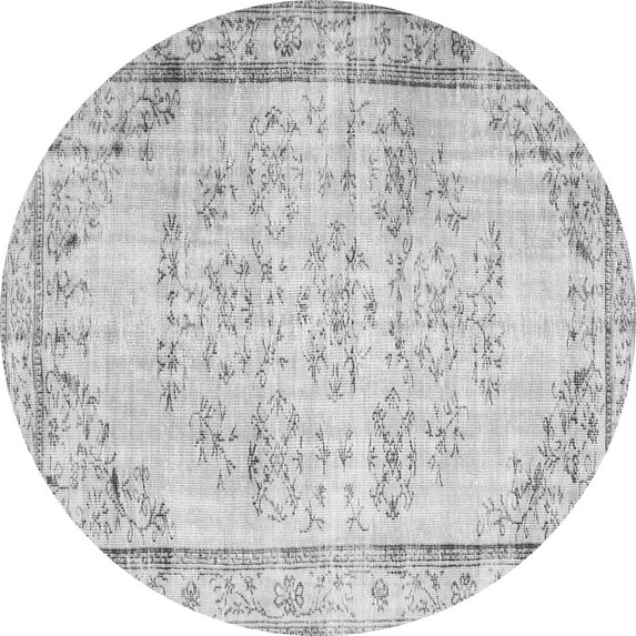 Ahgly Company Indoor Round Abstract Gray Contemporary Area Rugs, 6' Round