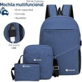 thumbnail image 4 of Mochila Antirrobo de 3 piezas, Bluelander con Puerto USB y Puerto para Audífonos, Azul, 4 of 6